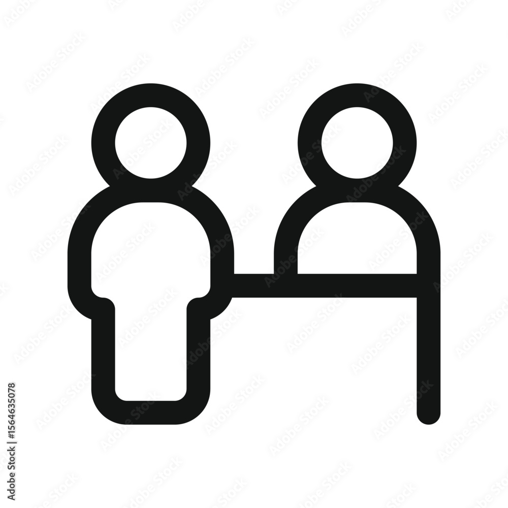 Poster receptionist ui icon, reception desk simple line user interface vector symbol with editable stroke