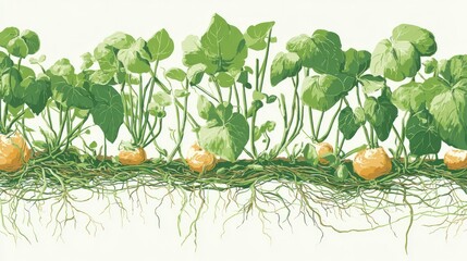 Row of growing turnips