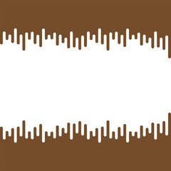 Brown liquid dripping down creating a frame with white space in the middle