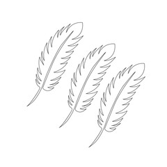 Fototapeta premium Bird feather continuous single one line hand drawn to outline vector art illustration