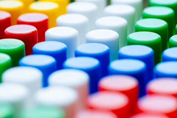 Obraz premium Colorful Childrens Construction Kit Pieces Arranged Neatly in a Playful Setting for Creative Activities