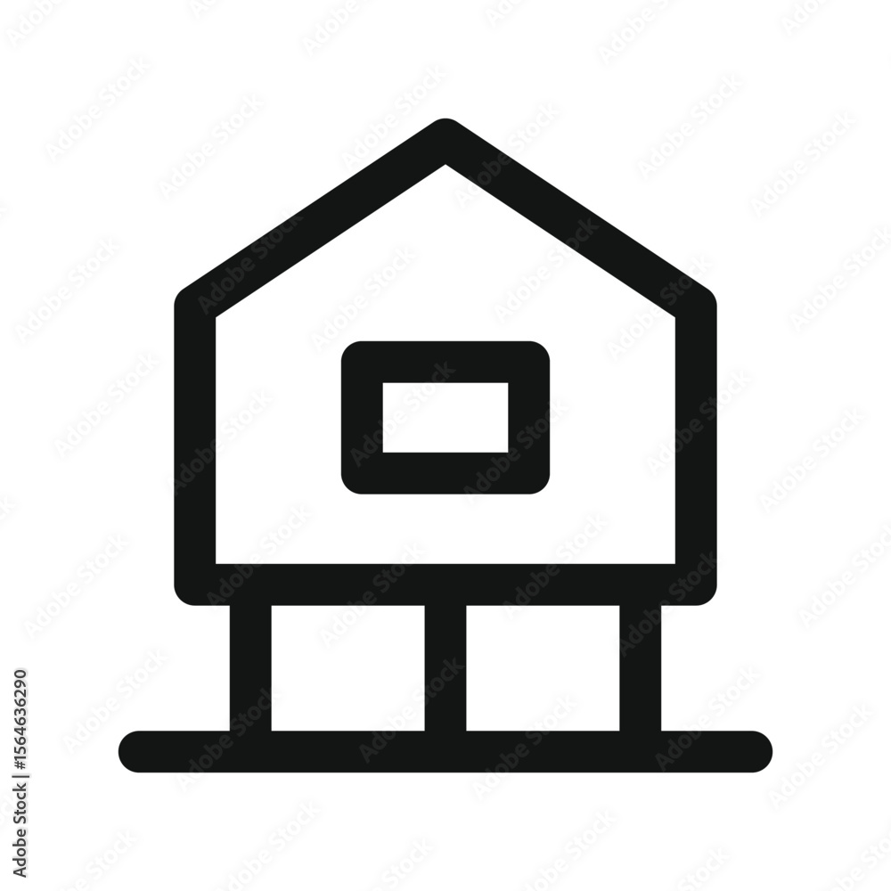 Poster stilt house ui icon, house on stilts simple line user interface vector symbol with editable stroke