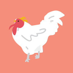 White Rooster Vector Clipart