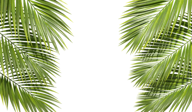 Vacation palm leafs summertime with copy space on transparent backgrounds 3d illustrations png