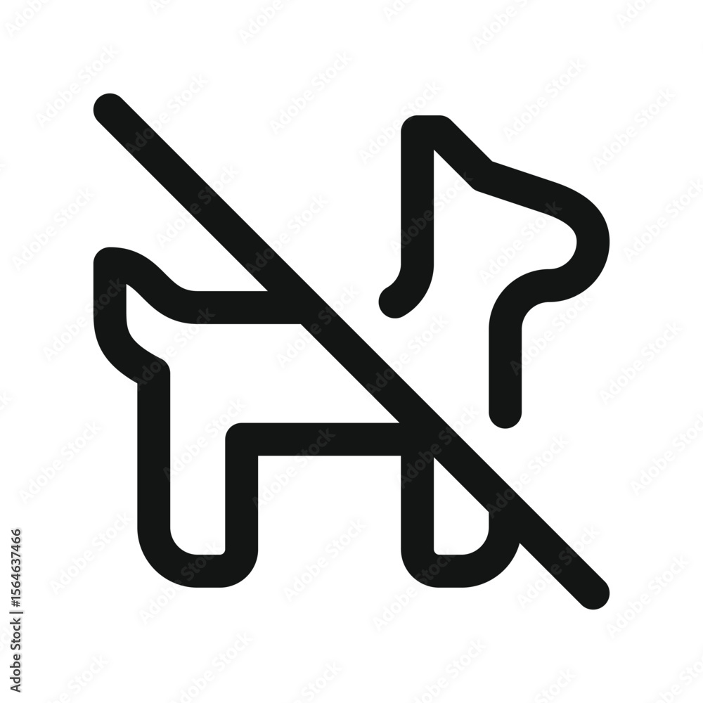 Poster no pets allowed ui icon, no dog simple line user interface vector symbol with editable stroke