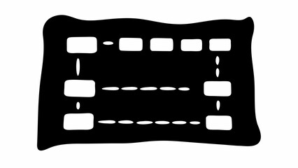 Illustration of a flowchart with rounded squares and dashed lines on a black background design art
