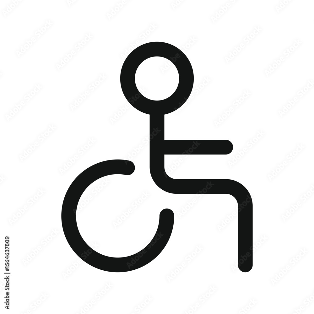 Poster disabled person ui icon, wheelchair simple line user interface vector symbol with editable stroke