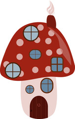 Cute mushroom house vector illustration. Great for children’s books, fantasy themes, fairy tales, posters, and creative projects.