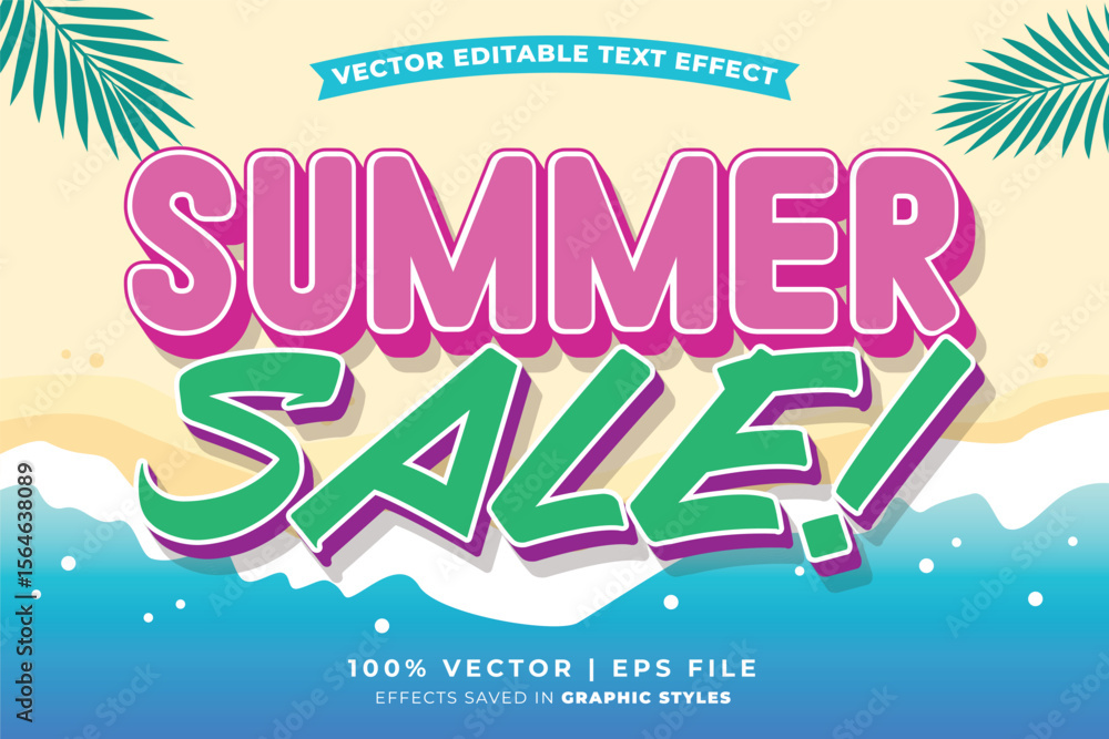Canvas Prints summer sale editable text effect template. editable text effect 3d style summer sale theme suitable 