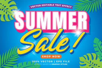 Fototapeta premium Summer sale editable text effect template. Editable text effect 3D style summer sale theme suitable to celebrate the summer event