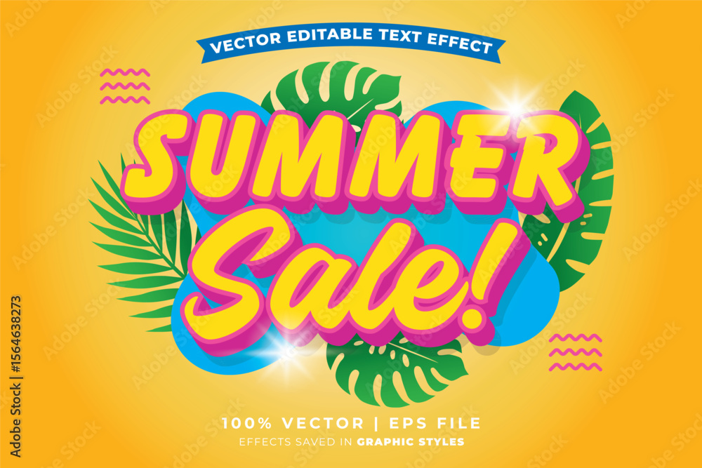 Fototapete summer sale editable text effect template. editable text effect 3d style summer sale theme suitable 