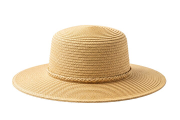 Stylish Beige Straw Sun Hat Isolated on Transparent Background