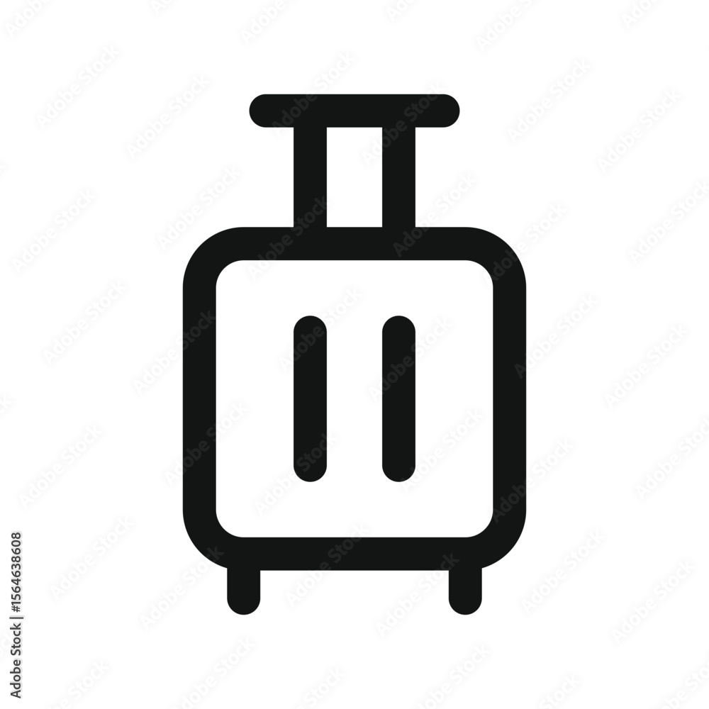 Poster suitcase on wheels ui icon, travel suitcase simple line user interface vector symbol with editable s