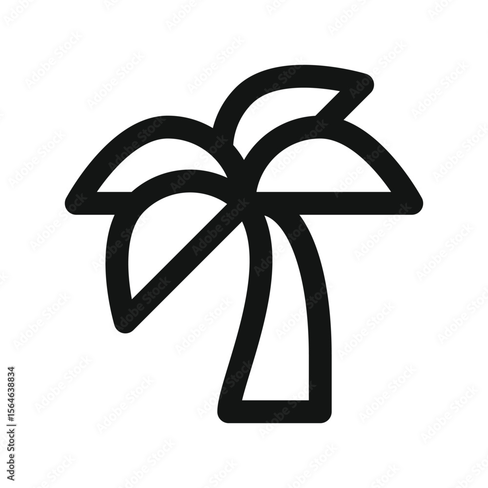 Poster palm tree ui icon, tropical hotel simple line user interface vector symbol with editable stroke