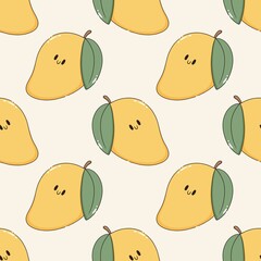 kawaii mango cartoon seamless repeat pattern