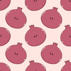 kawaii pomegranate cartoon seamless repeat pattern