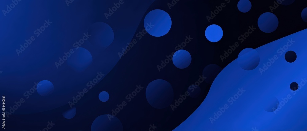 Poster abstract dark blue background with flowing shapes and circles modern backdrop with gradient effect f