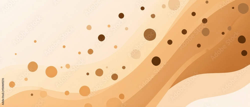 Poster abstract brown and beige wavy background with circles modern graphic design with flowing shapes and 
