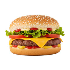 Delicious Cheeseburger Isolated On Transparent Background