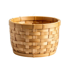 Wicker basket container woven natural material storage home decor item on transparent background