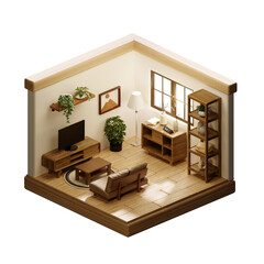 Contemporary home office setup in a stylish room. 3D render illustration