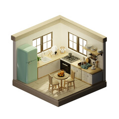 Sustainable kitchen environment with elegant styling. 3D render illustration