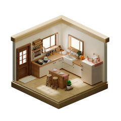 Culinary creativity in a modern kitchen setting. 3D render illustration