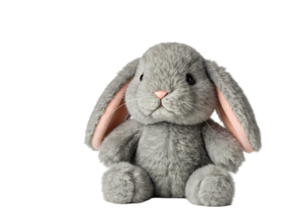 Grey Plush Bunny Rabbit: Soft Toy, Child's Plaything, Nursery Decor transparent background