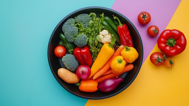 Colorful assorted fresh vegetables in a bowl, healthy eating concept