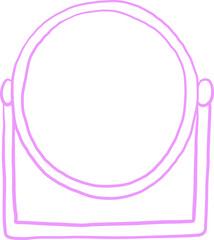 Line Art Circular Hand Mirror on Stand
