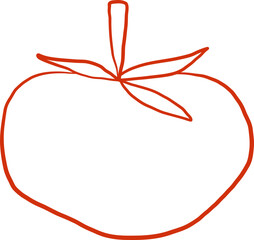 Fototapeta premium Line Art Tomato With Leaf Cluster Accent