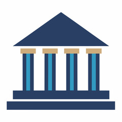 Bank Building Icon Vector – Generative AI & Linocut Silhouette Design