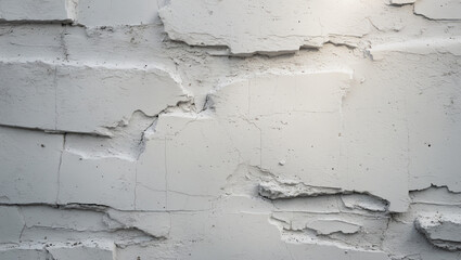High-Resolution Close-Up Texture of Cracked and Weathered White Concrete Wall Surface