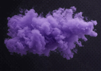 An image shows a large cloud of purple smoke or vapor against a dark textured background creating a moody scene