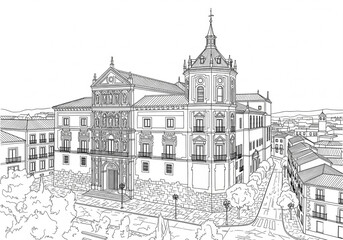 El Greco Museum in Toledo one line drawing