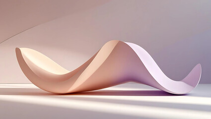 Abstract Pastel 3D Curves Background, Minimal Gradient Wave Design in Lavender and Peach, Smooth Soft Abstract 3D Flow for Presentation, generative ai