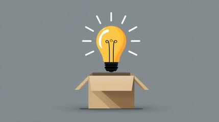 Idea Unboxed: An illuminating graphic of a lightbulb emerging from an open box, representing innovative thinking and creative problem-solving.