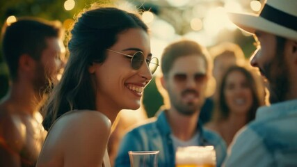 Group of friends socializing with cold beer in hand, perfect for casual gatherings or parties