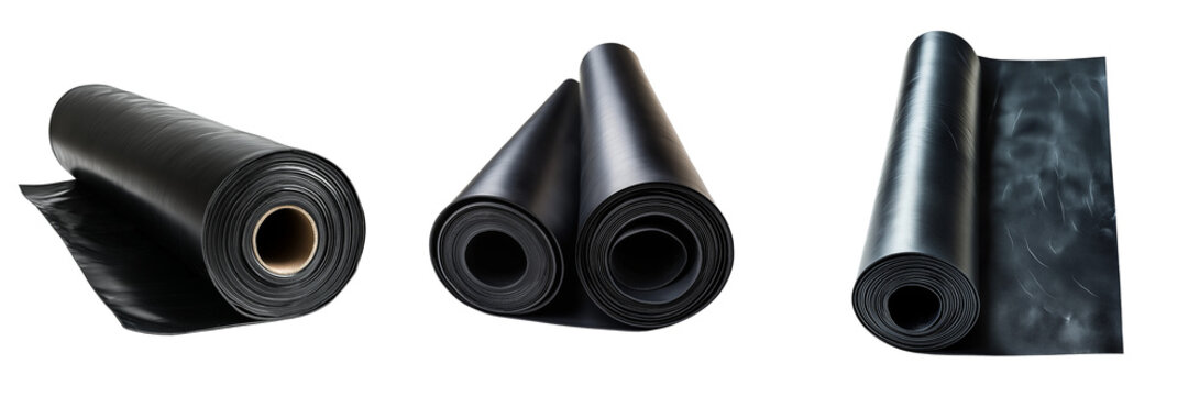 Set of EPDM rubber roofing material, isolated