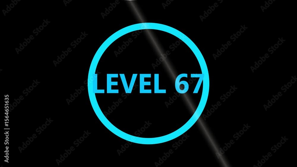 Poster level 67 text animation. level eight text font, level up text animation. level- 67 text animation