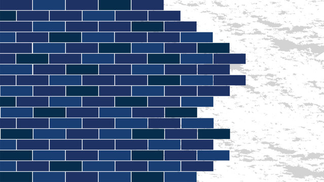 brick wall blue textured wall background vector template
