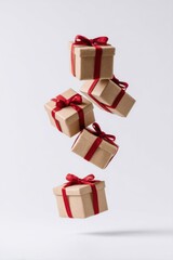 Obraz premium Stacked gift boxes floating