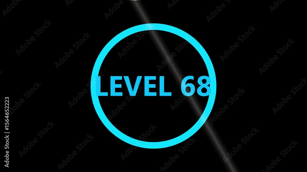 Poster level 68 text animation. level eight text font, level up text animation. level- 68 text animation