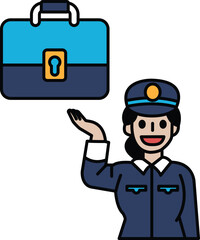 A woman in a blue uniform holding a briefcase