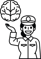 A woman is holding a brain in her hand