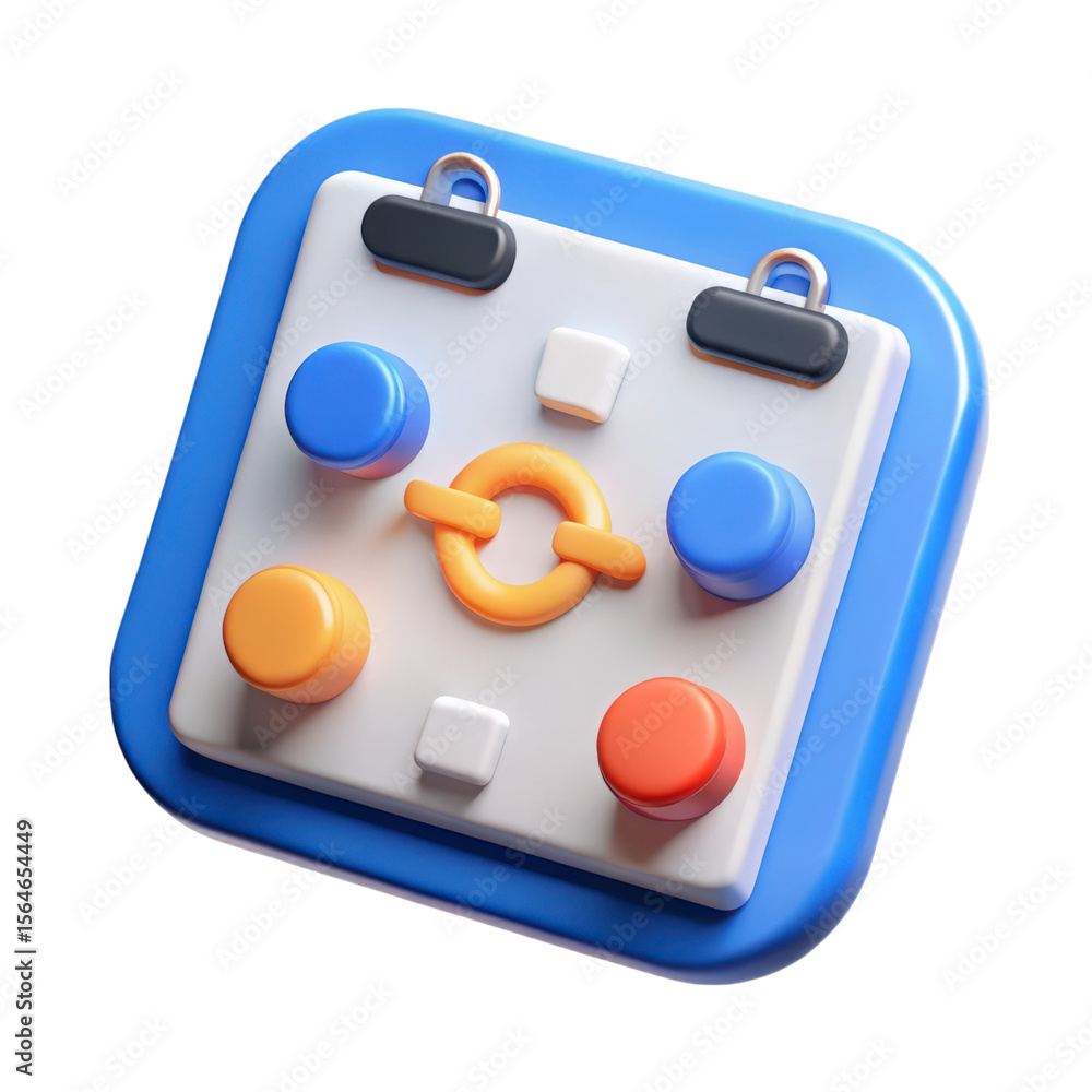 Fototapete colorful high quality 3d rendering icon of a planning board symbolizing strategy and conceptual land
