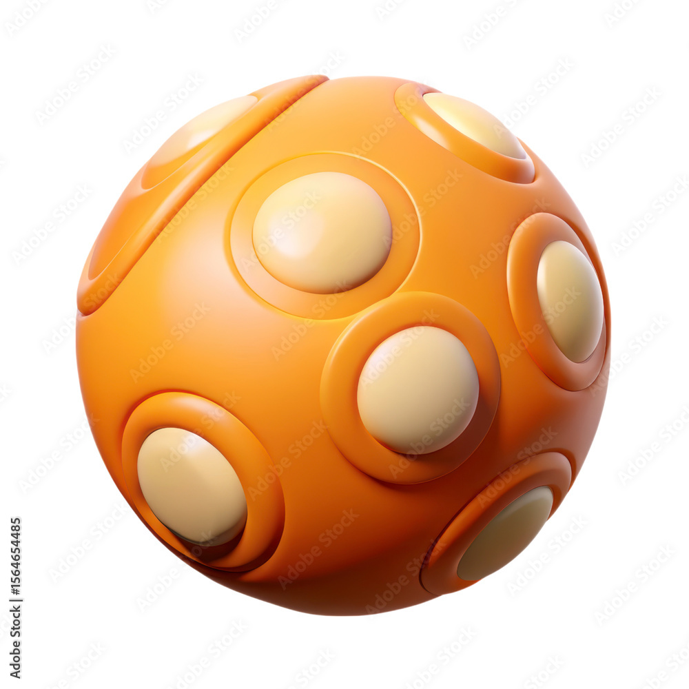 Poster modern orange orb with circular accents created with high quality 3d rendering perfect as a symbol