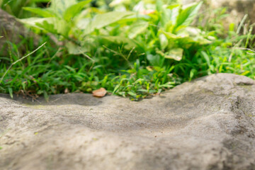Stone podium for product display in outdoors