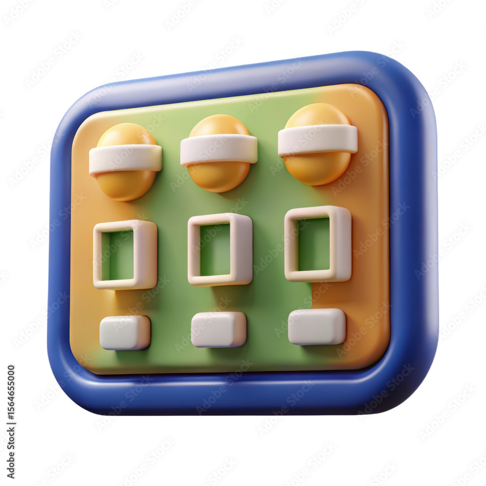 Aufkleber colorful 3d application interface icon design featuring button styles spheres and squares representi