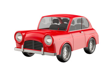 Red car on white background. Isolated 3D illustration